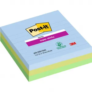 Bloček Post-it Super Sticky OASIS, veľkosť 101x101 mm XL, linajkové, 3 bločky po 70 lístkov