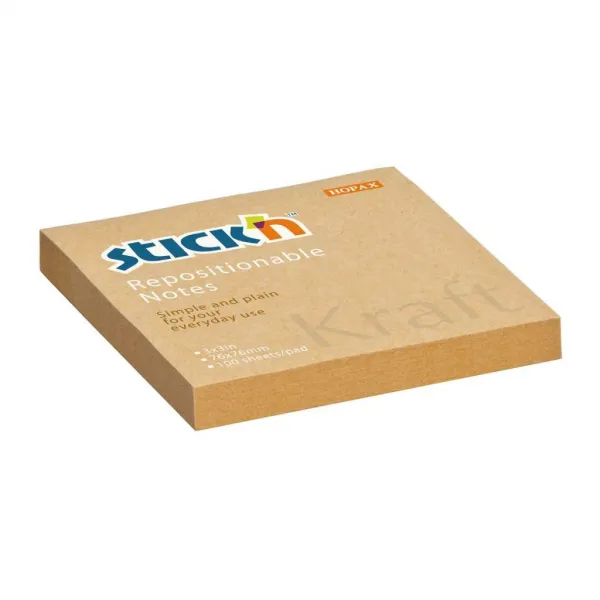 Stick`n by Hopax Samolepiaci bloček Kraft 76x76 mm prírodná hnedý