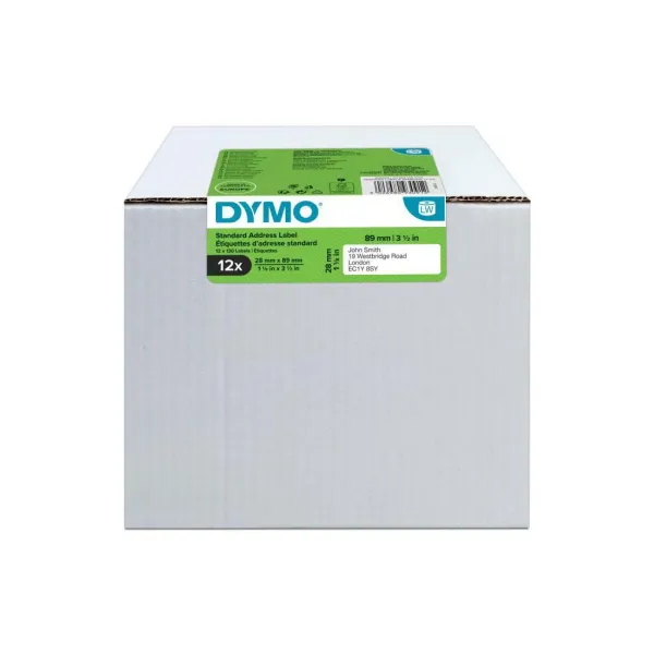 Dymo papierové štítky 89mm x 28mm, biele, adresná, 12 x 130 ks, 2093091 2093091