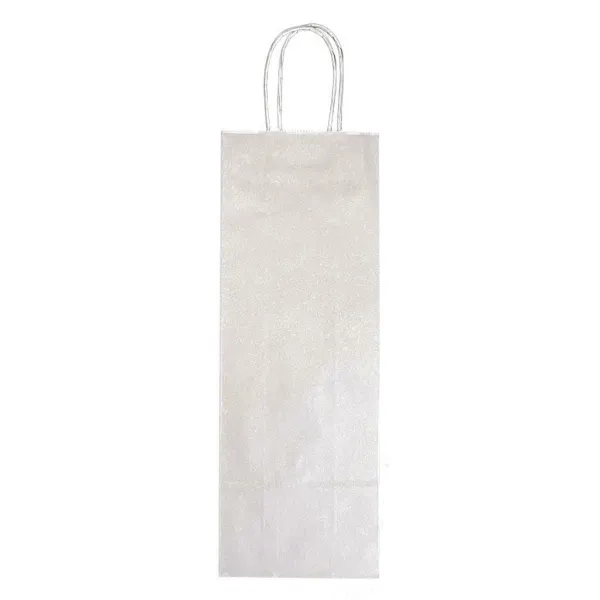 Harmanec-Kuvert Papierová taška na víno 140x80x390,mm strieborná, krútené ušká vo farbe