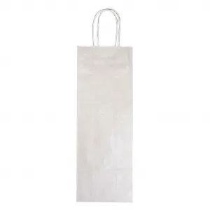 Harmanec-Kuvert Papierová taška na víno 140x80x390,mm strieborná, krútené ušká vo farbe