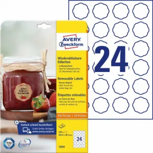 Avery Zweckform Etikety v tvare kvetu 40,8x40,3mm Avery 10 hárkov biele