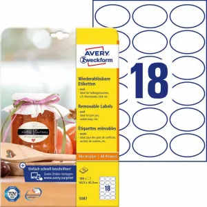 Avery Zweckform Etikety oválne 63,5x42,3mm Avery 10 hárkov biele