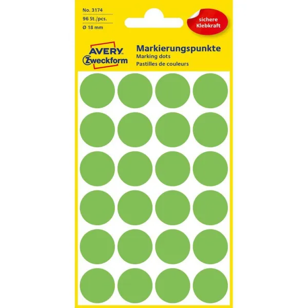 Avery Zweckform Etikety kruhové 18mm Avery neónovo zelené