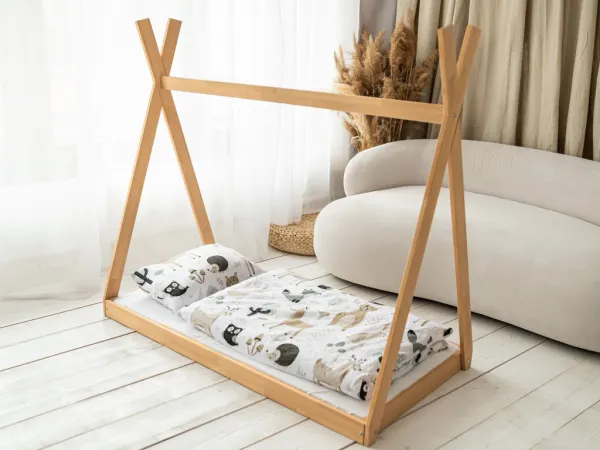 Woodisio Montessori Detská posteľ TEEPEE buk Farba: Prírodné drevo, Variant: 200 x 80