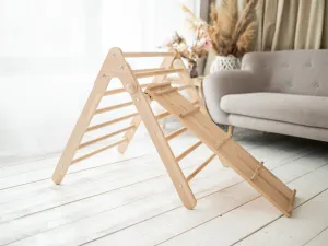 Woodisio Montessori Piklerovej triangel veľký PEDRO buk Farba: Farebný - modrý, Variant: Triangel