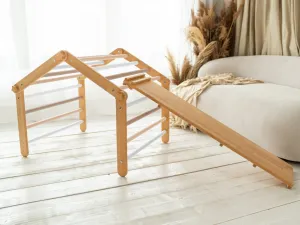 Woodisio Montessori Piklerovej triangel štvorramenný TITO buk Farba: Farebný - modrý, Variant: Triangel