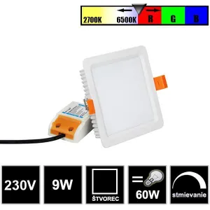 LEDprodukt LED panel 9W štvorec - RGB + DUAL WHITE 2,4GHz