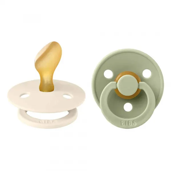 BIBS Colour anatomické cumlíky z prírodného kaučuku 2 ks - veľkosť 1 - Ivory / Sage