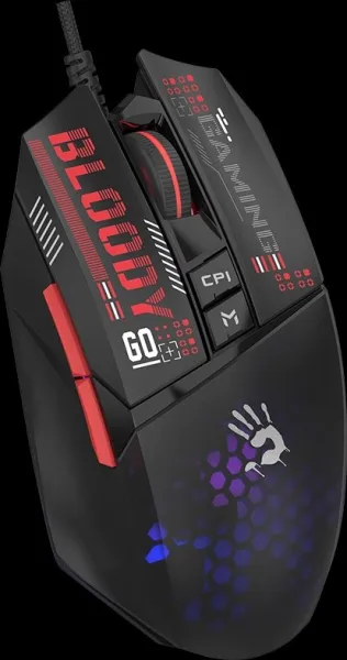 A4tech BLOODY W60 Max Mini, podsvícená herní myš, 12000 DPI, černá, USB
