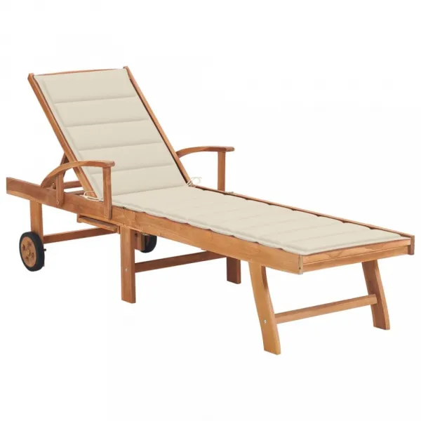 Záhradné lehátko masívny teak / látka Dekorhome Černá