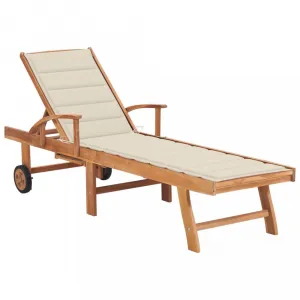 Záhradné lehátko masívny teak / látka Dekorhome Černá