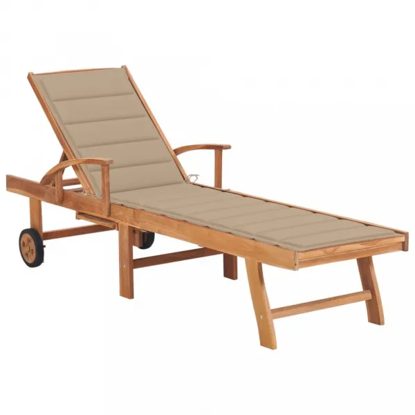 Záhradné lehátko masívny teak / látka Dekorhome Černá