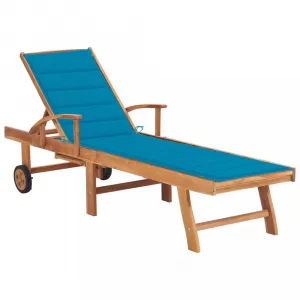Záhradné lehátko masívny teak / látka Dekorhome Černá