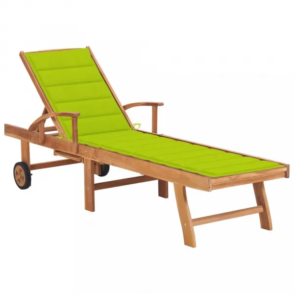 Záhradné lehátko masívny teak / látka Dekorhome Černá