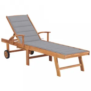 Záhradné lehátko masívny teak / látka Dekorhome Černá