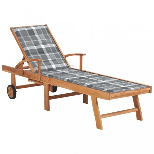 Záhradné lehátko masívny teak / látka Dekorhome Černá