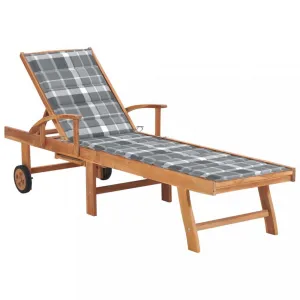 Záhradné lehátko masívny teak / látka Dekorhome Černá