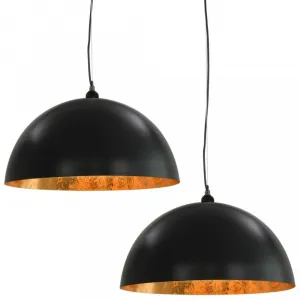 Závesná lampa 2 ks čierna / zlatá Dekorhome 40 cm