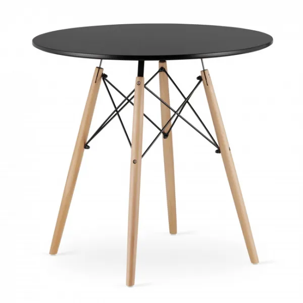 Okrúhly stolový set TODI 80cm čierny + 4 stoličky OSAKA čierne