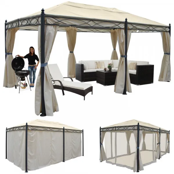 Záhradný altánok so závesmi 5x3 m Dekorhome