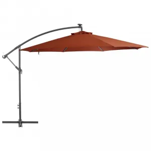 Konzolový slnečník s LED svetlami Ø 350 cm Dekorhome Zelená