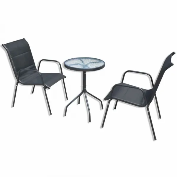 Záhradný bistro set 3 ks Dekorhome Černá / šedá