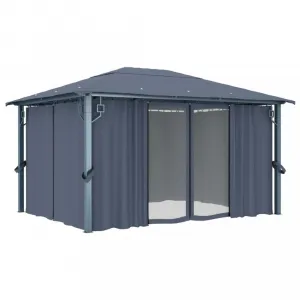 Záhradný altánok so závesmi 4 x 3 m Dekorhome