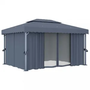 Záhradný altánok so závesmi 4 x 3 m Dekorhome Bílá