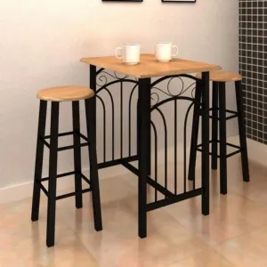 Barový set kov / MDF / drevo Dekorhome Černá / šedá