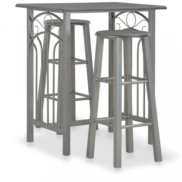 Barový set kov / MDF / drevo Dekorhome Černá / šedá