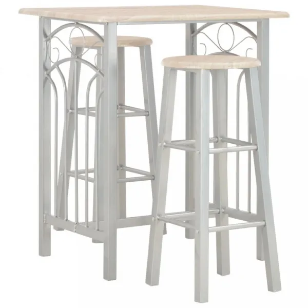 Barový set kov / MDF / drevo Dekorhome Černá / šedá