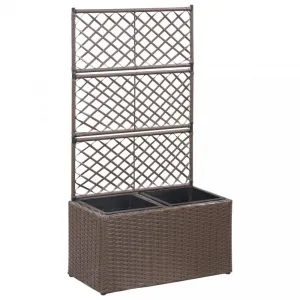 Truhlík trelážou a 2 kvetináči 58x30x107 cm polyratan Dekorhome Černá