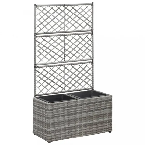 Truhlík trelážou a 2 kvetináči 58x30x107 cm polyratan Dekorhome Černá
