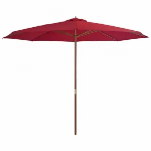 Slnečník Ø 350 cm látka / drevo Dekorhome Černá