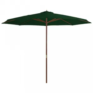 Slnečník Ø 350 cm látka / drevo Dekorhome Černá