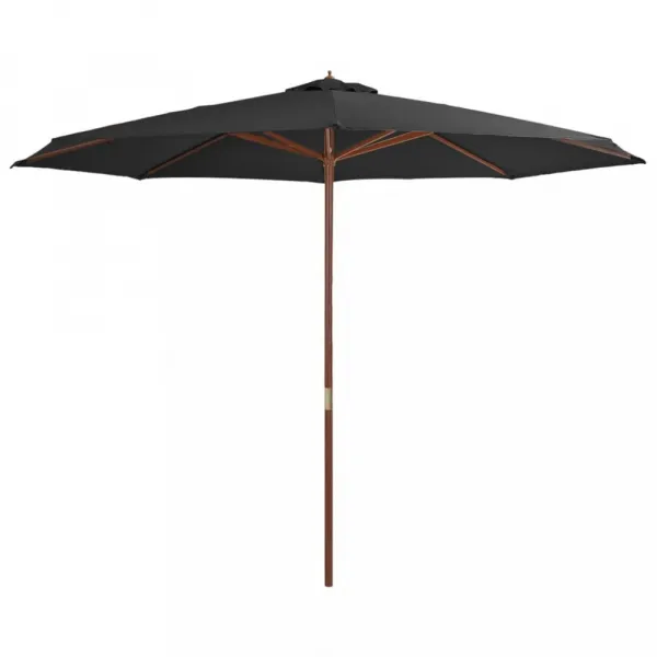 Slnečník Ø 350 cm látka / drevo Dekorhome Černá