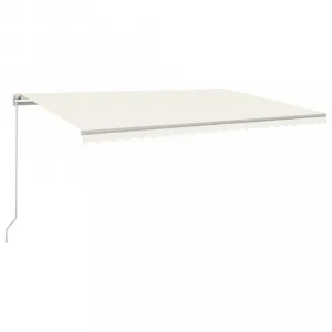 Ručne zaťahovacia markíza s LED svetlom 500x350 cm Dekorhome Bílá / modrá