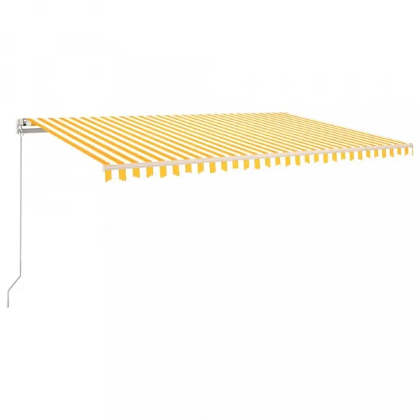 Ručne zaťahovacia markíza s LED svetlom 500x350 cm Dekorhome Bílá / modrá