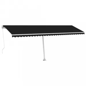 Voľne stojaca ručne zaťahovacia markíza 600x300 cm Dekorhome Bílá / modrá