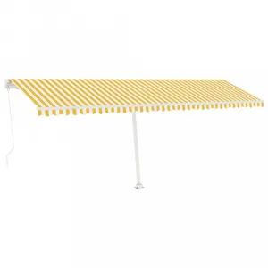 Voľne stojaca ručne zaťahovacia markíza 600x300 cm Dekorhome Bílá / modrá