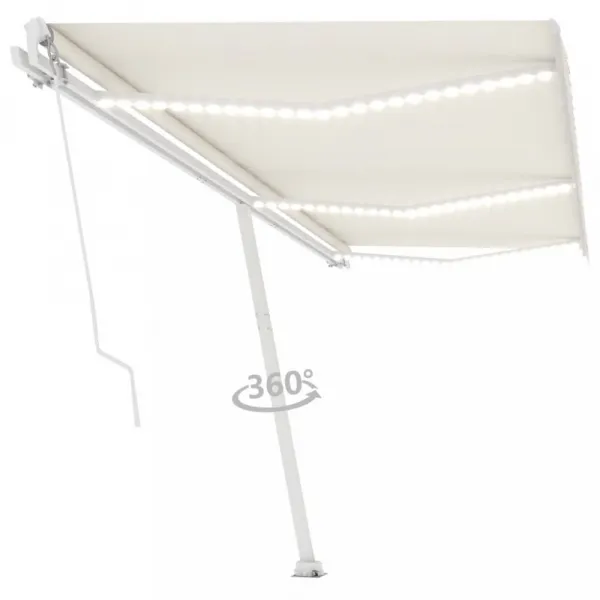 Ručne zaťahovacia markíza s LED svetlom 600x300 cm Dekorhome Bílá / modrá