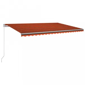 Ručne zaťahovacia markíza s LED svetlom 500x300 cm Dekorhome Bílá / žlutá