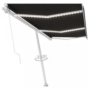 Ručne zaťahovacia markíza s LED svetlom 600x300 cm Dekorhome Bílá / modrá