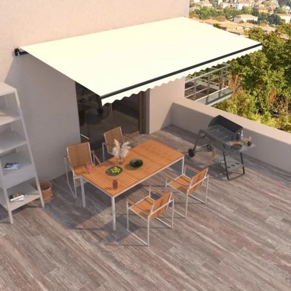 Ručne zaťahovacia markíza 500x350 cm Dekorhome Bílá / modrá