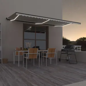 Ručne zaťahovacia markíza s LED svetlom 500x350 cm Dekorhome Bílá / modrá