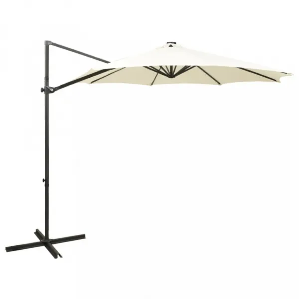 Konzolový slnečník s LED svetlami Ø 300 cm látka/kov Dekorhome Černá