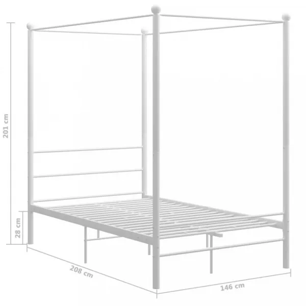 Posteľ s nebesami biely kov Dekorhome 200 x 200 cm