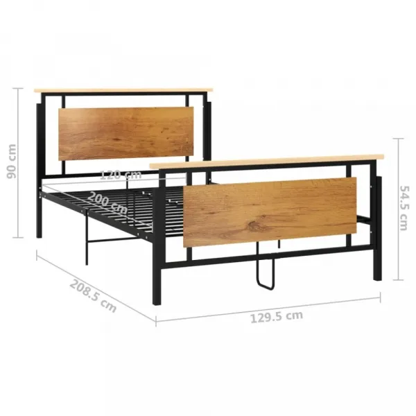 Posteľ kov / masívny dub / MDF Dekorhome 100 x 200 cm