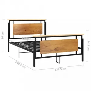 Posteľ kov / masívny dub / MDF Dekorhome 100 x 200 cm